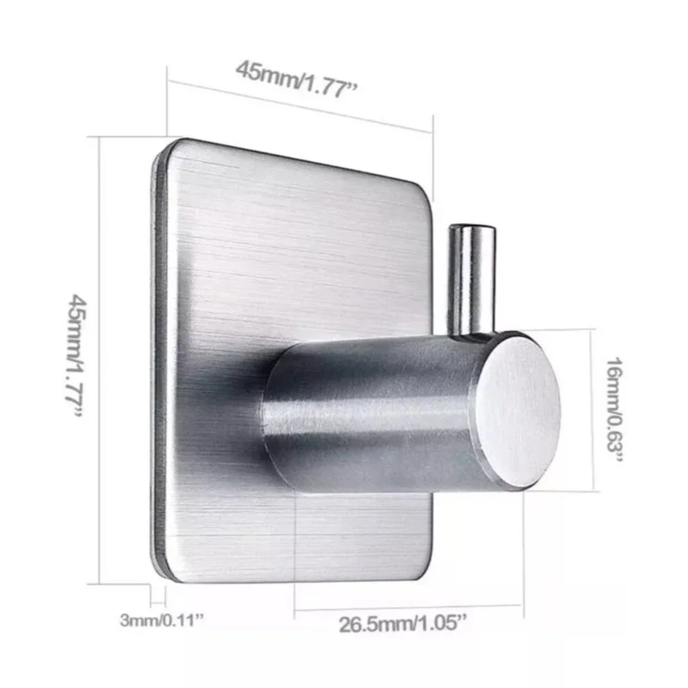 Adhesive Hooks Heavy Duty Wall Hooks Waterproof Stainless Steel Hooks 4-Packs